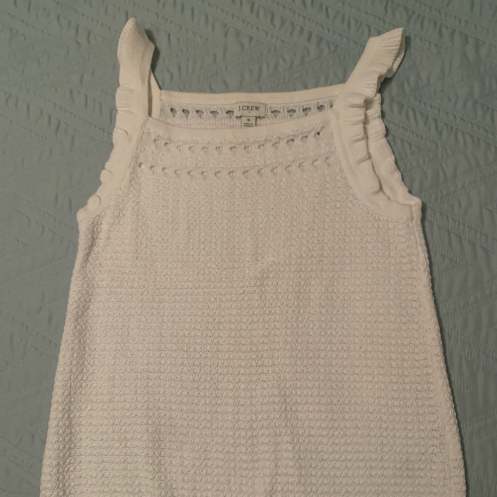 J Crew Cute white sweater tank top with ruffle strap Size S